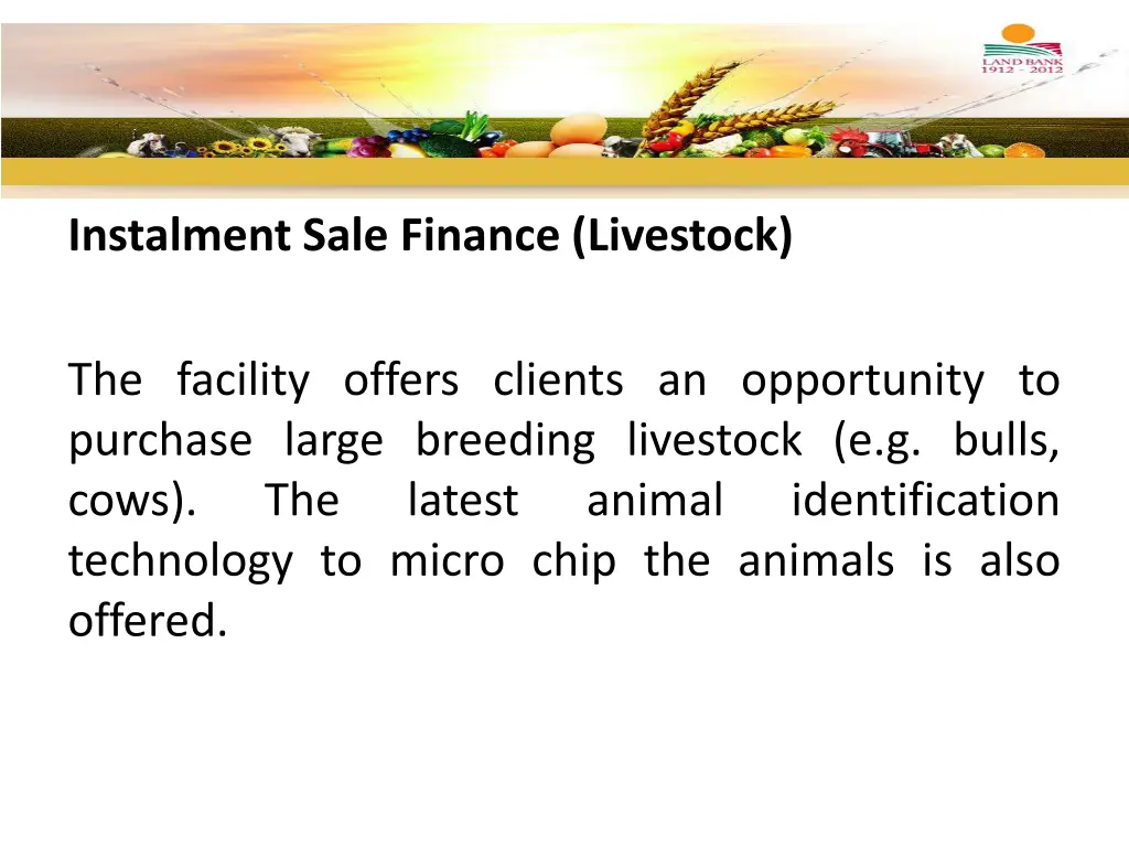 instalment sale finance livestock