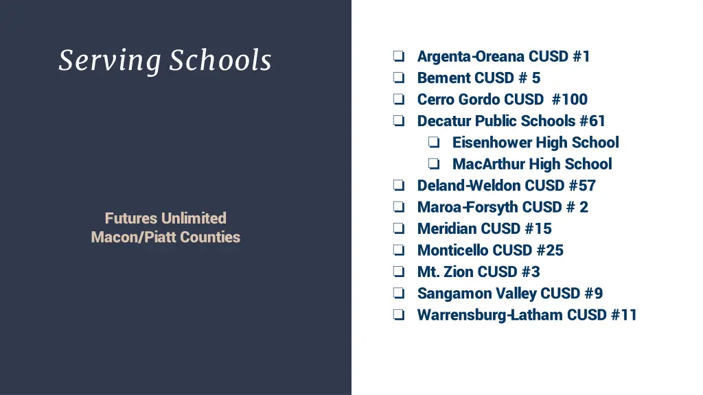 serving schools