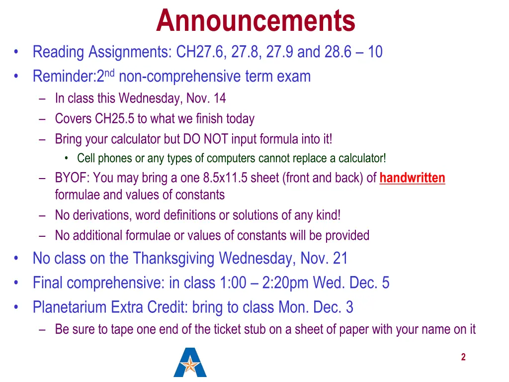 announcements