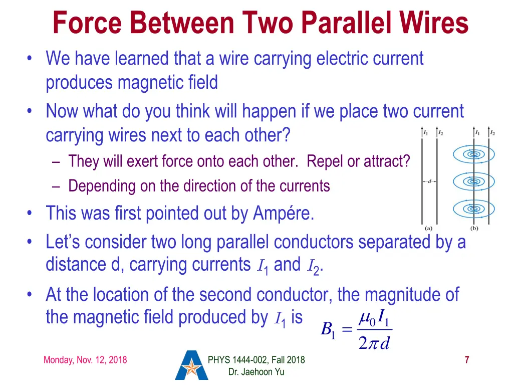 force between two parallel wires