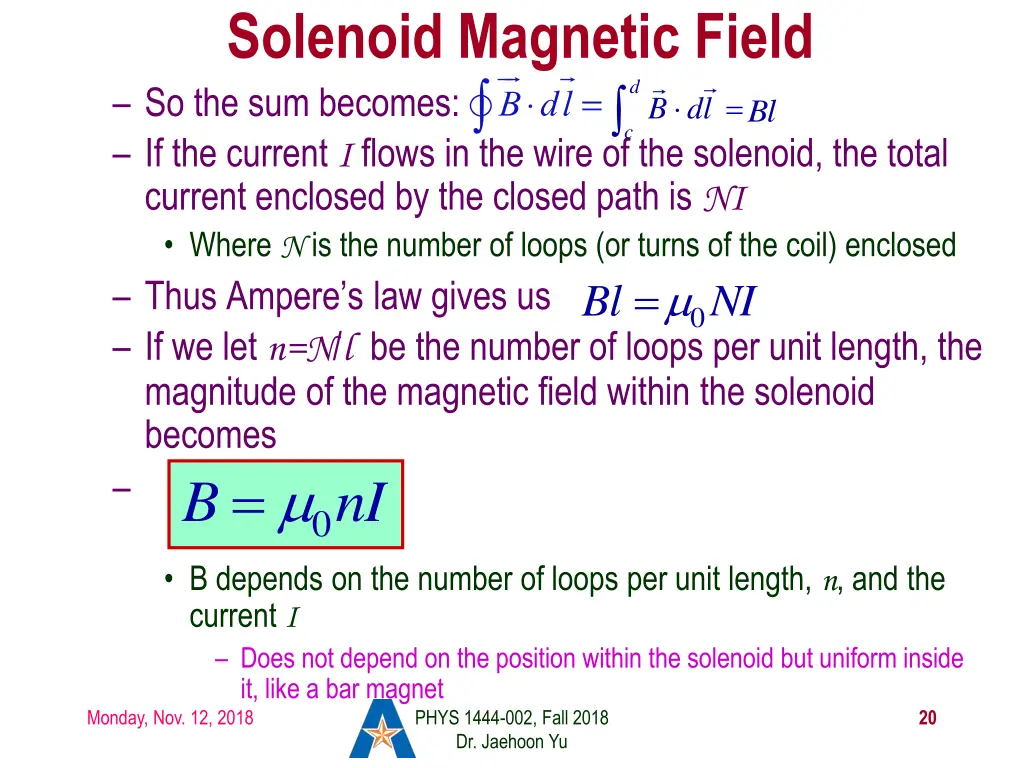 solenoid magnetic field so the sum becomes