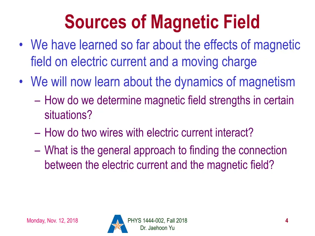 sources of magnetic field we have learned