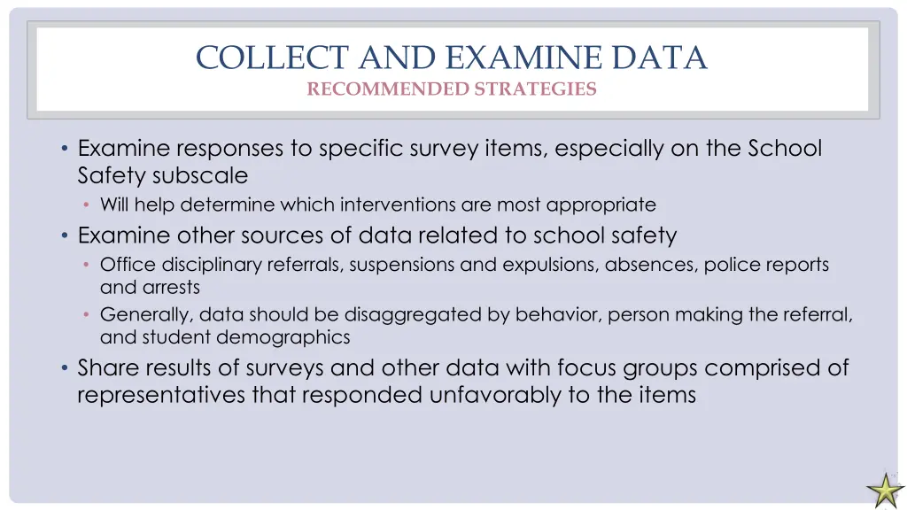 collect and examine data recommended strategies 1