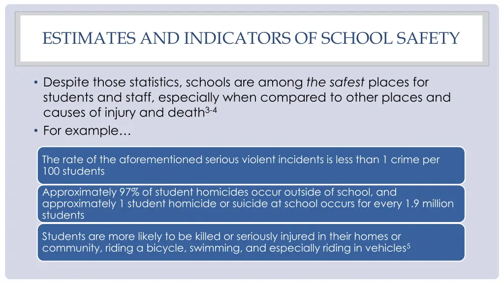 estimates and indicators of school safety 1