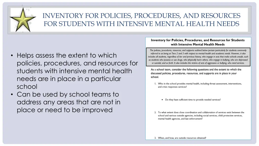 inventory for policies procedures and resources
