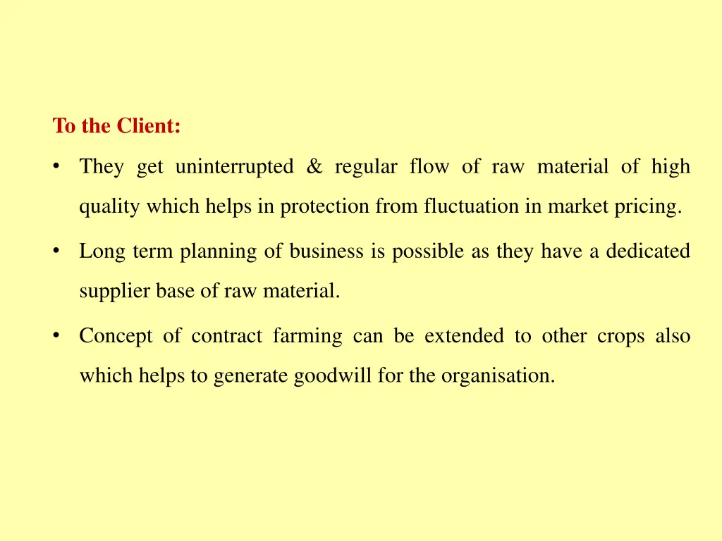 to the client