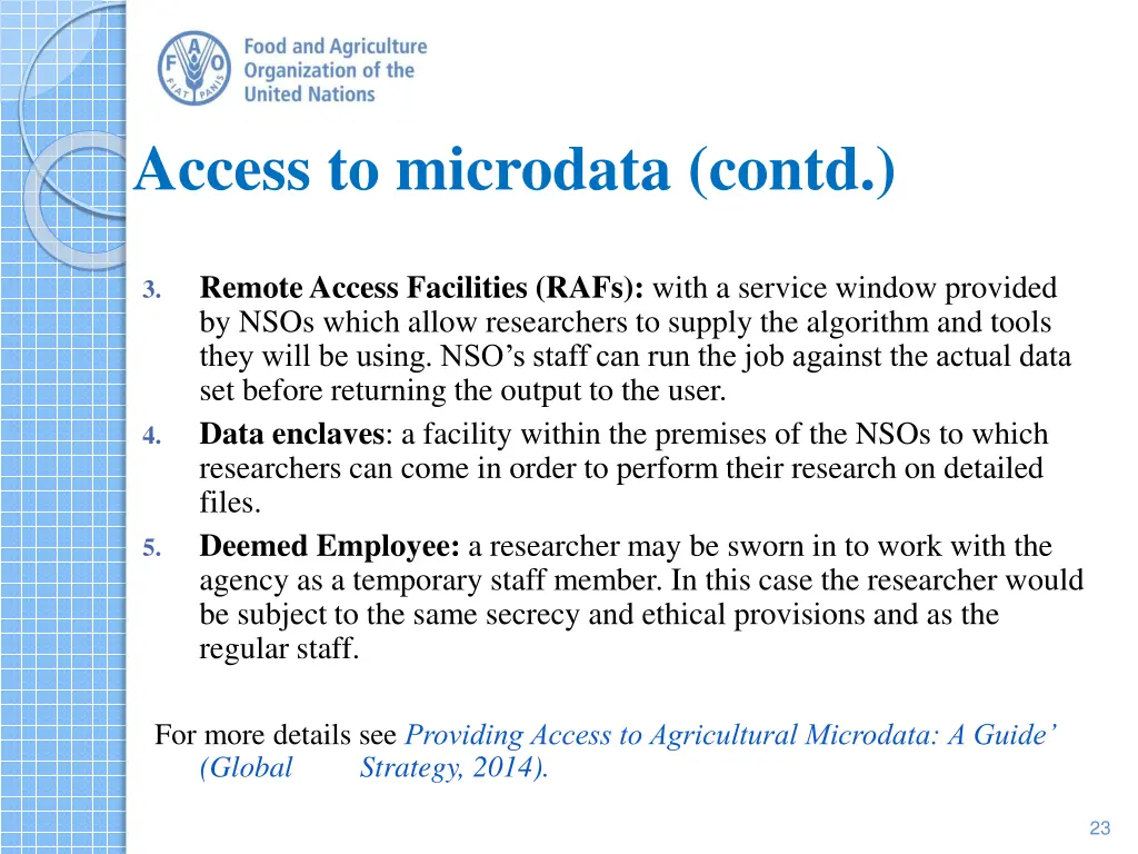 access to microdata contd