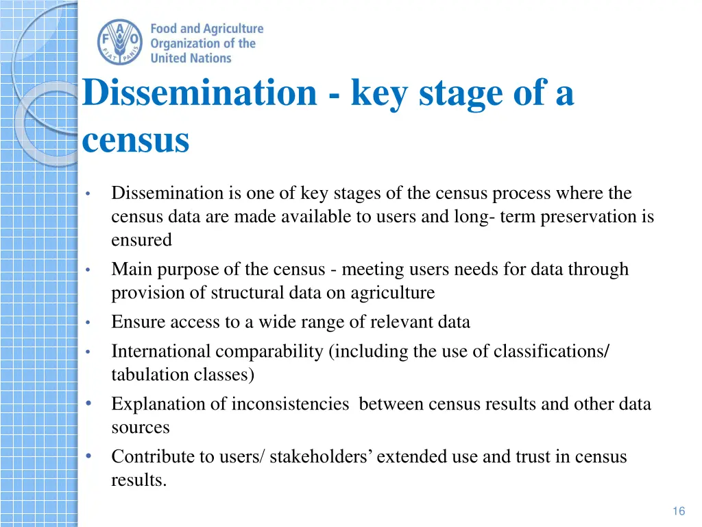 dissemination key stage of a census