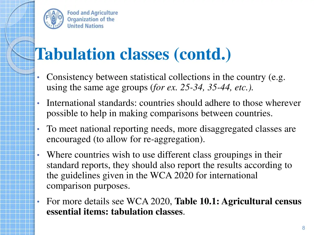 tabulation classes contd
