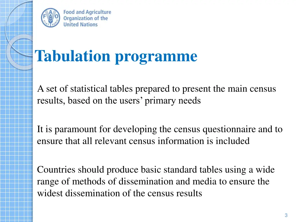tabulation programme