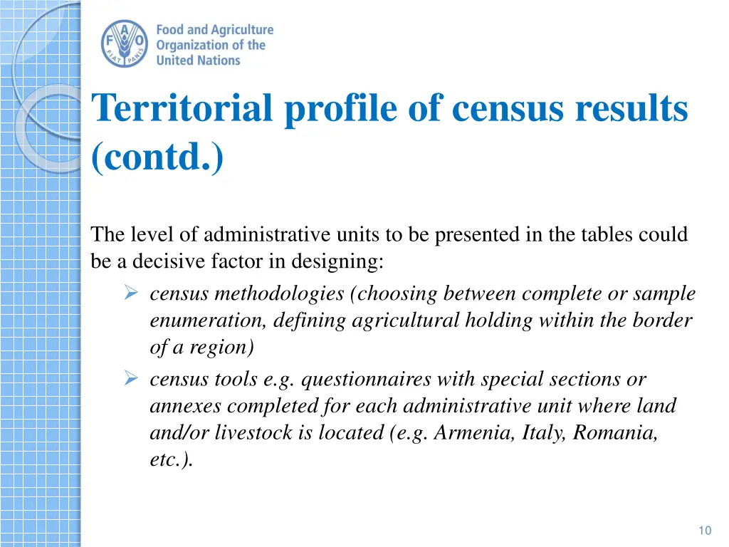 territorial profile of census results contd