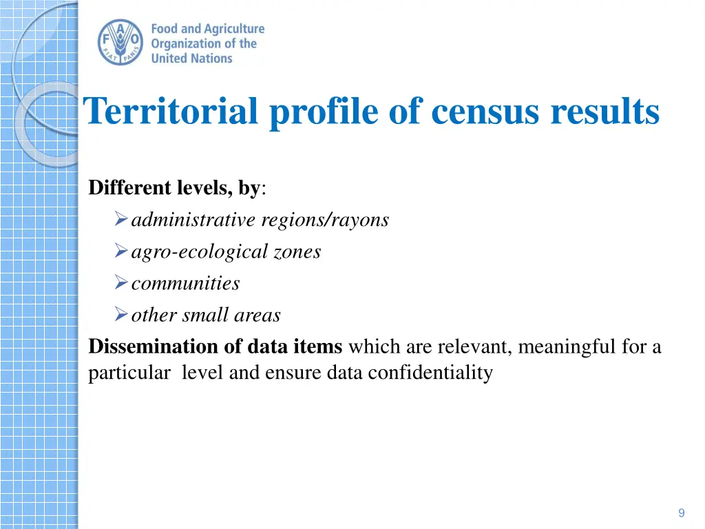 territorial profile of census results