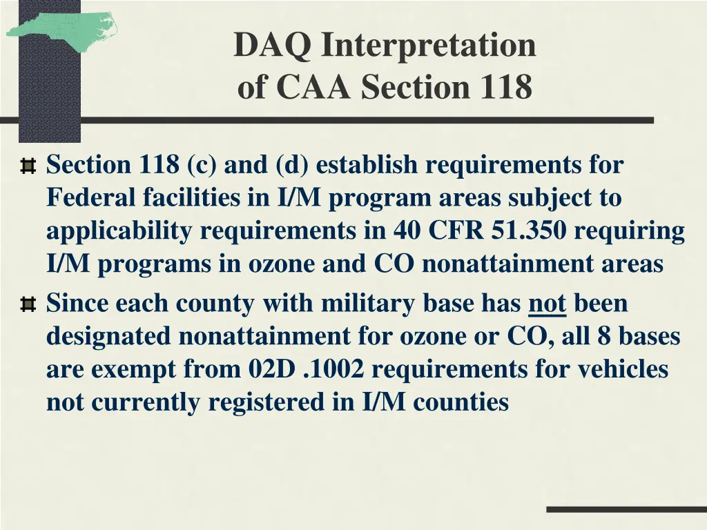 daq interpretation of caa section 118
