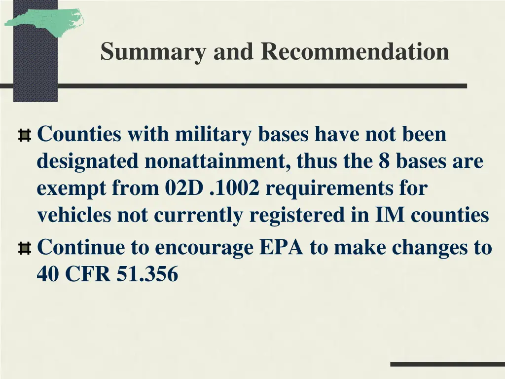 summary and recommendation