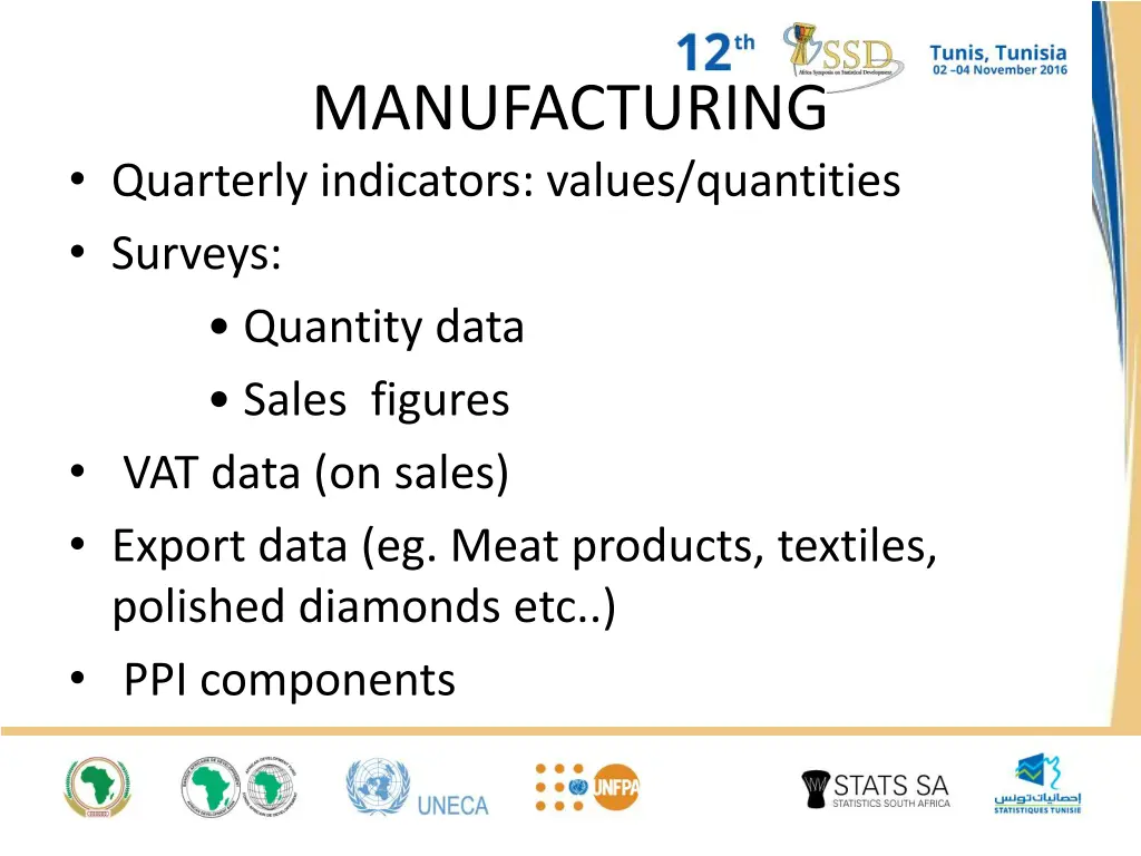 manufacturing quarterly indicators values