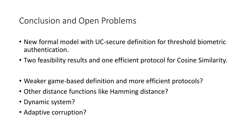 conclusion and open problems