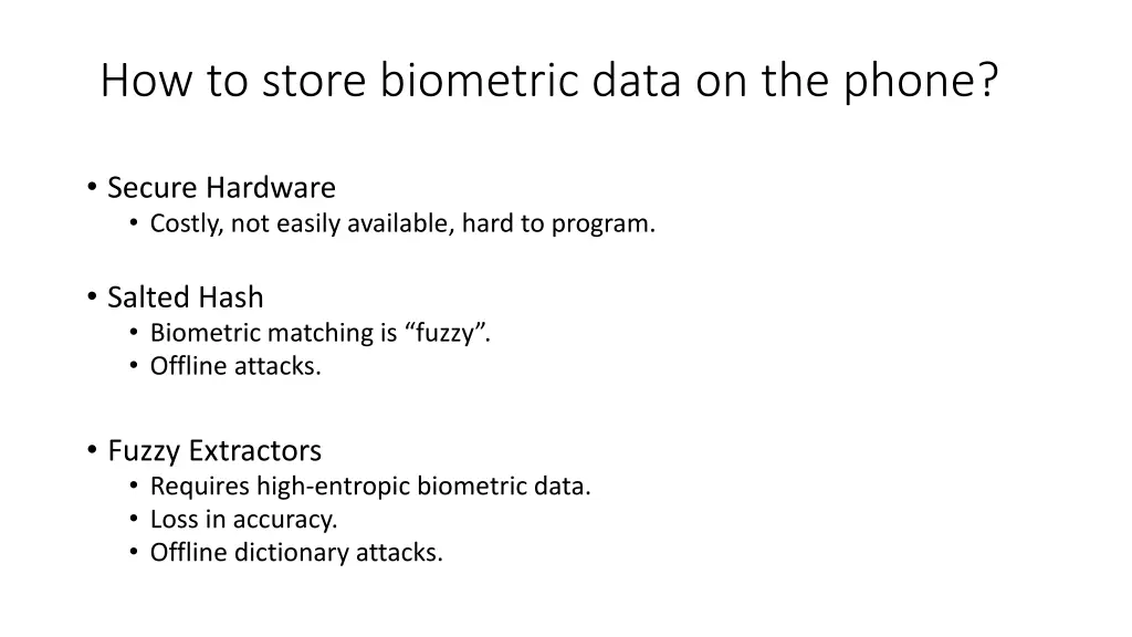 how to store biometric data on the phone