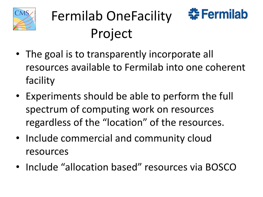 fermilab onefacility project