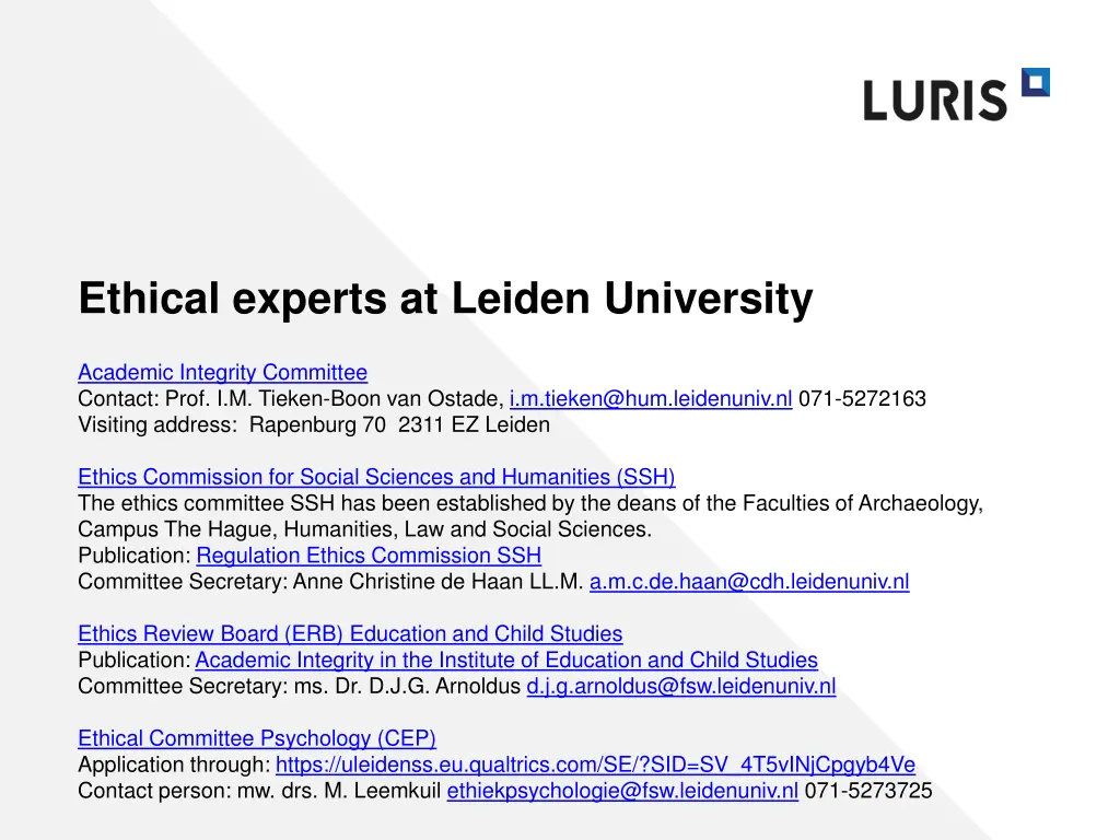 ethical experts at leiden university