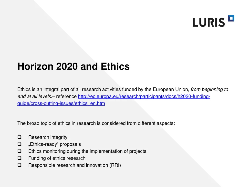 horizon 2020 and ethics