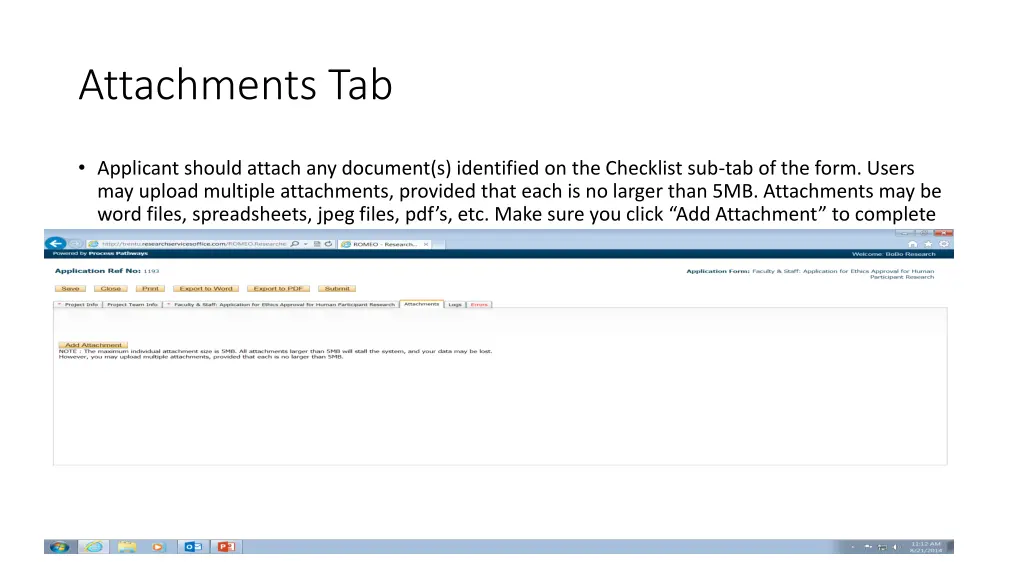attachments tab