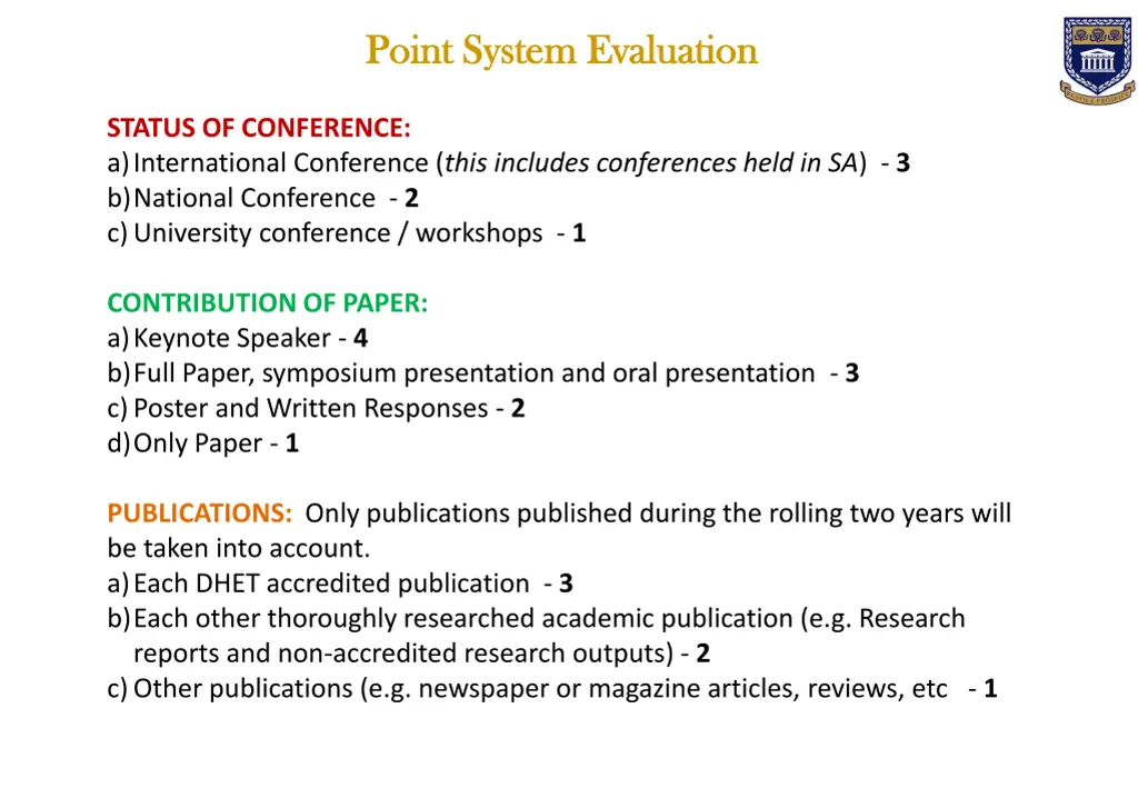point system evaluation point system evaluation