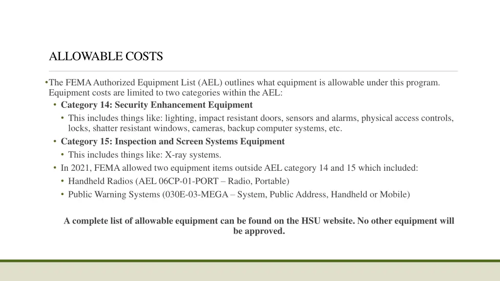 allowable costs