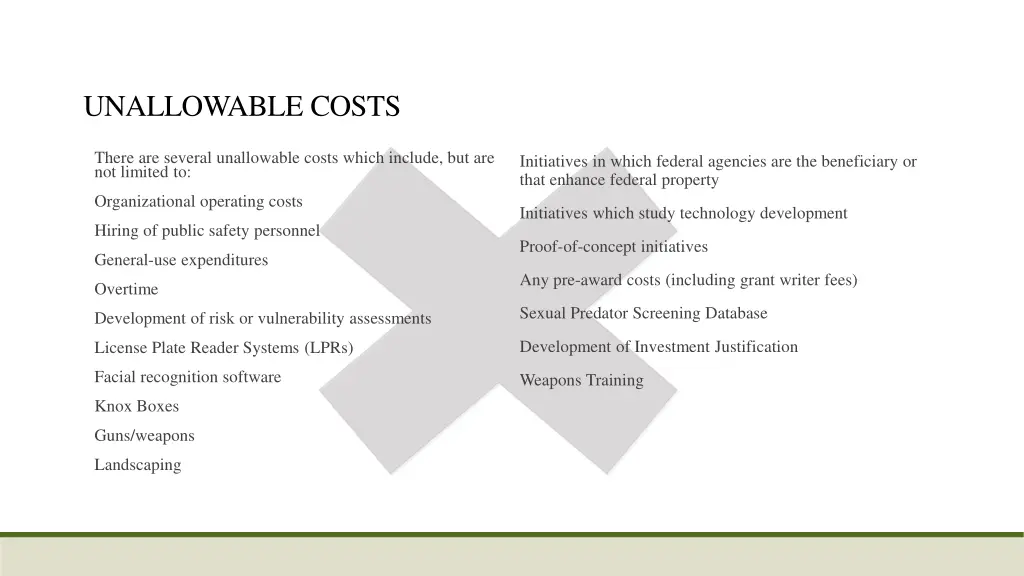 unallowable costs