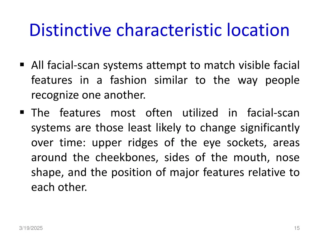 distinctive characteristic location