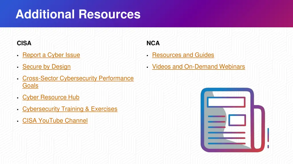 additional resources