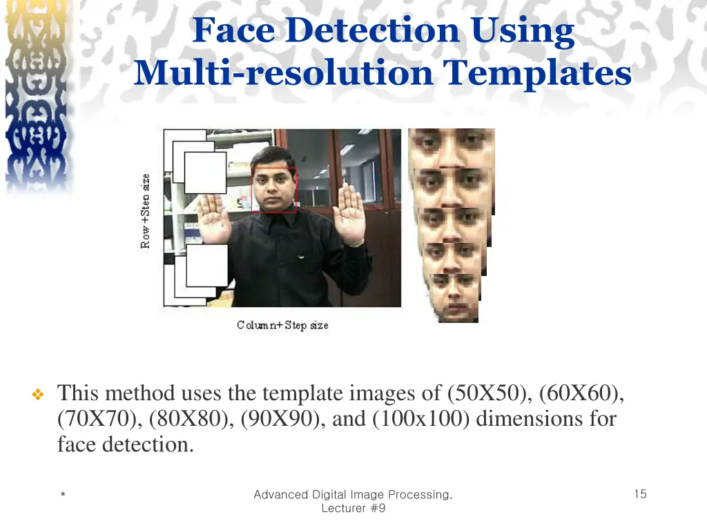 face detection using multi resolution templates 1