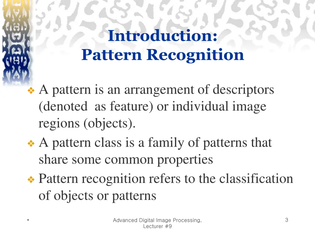 introduction pattern recognition