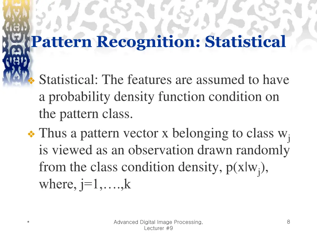 pattern recognition statistical