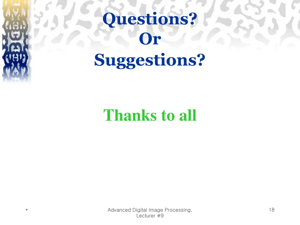 questions or suggestions