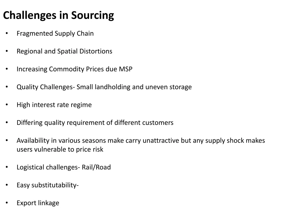 challenges in sourcing