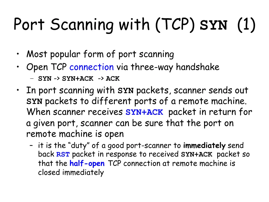 port scanning with tcp syn 1