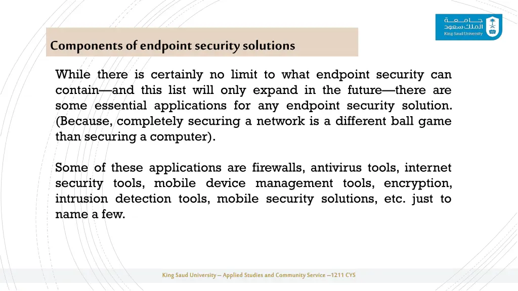 components of endpoint security solutions