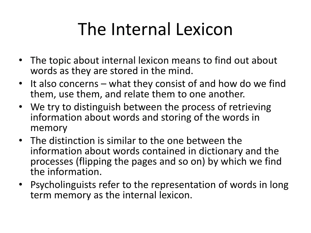 the internal lexicon