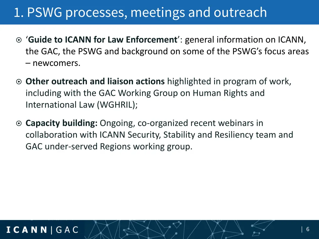 1 pswg processes meetings and outreach