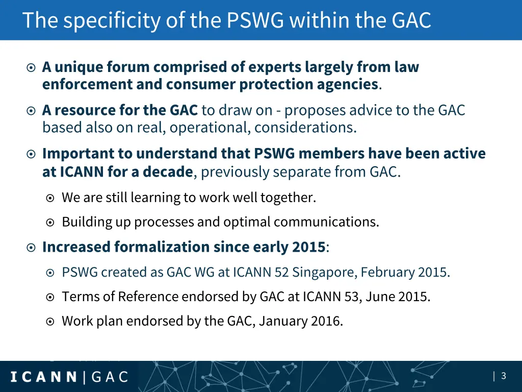 the specificity of the pswg within the gac
