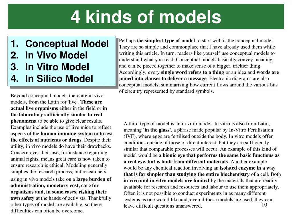 4 kinds of models