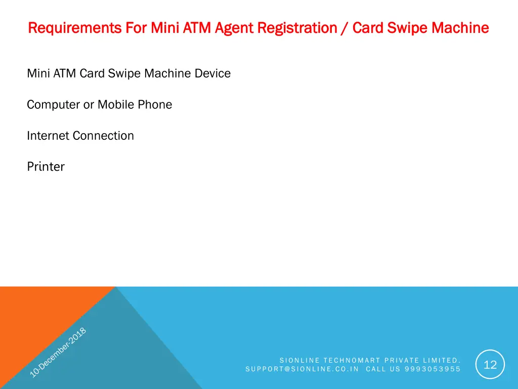 requirements for mini atm agent registration card
