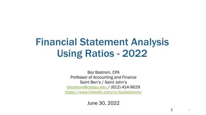 financial statement analysis using ratios 2022