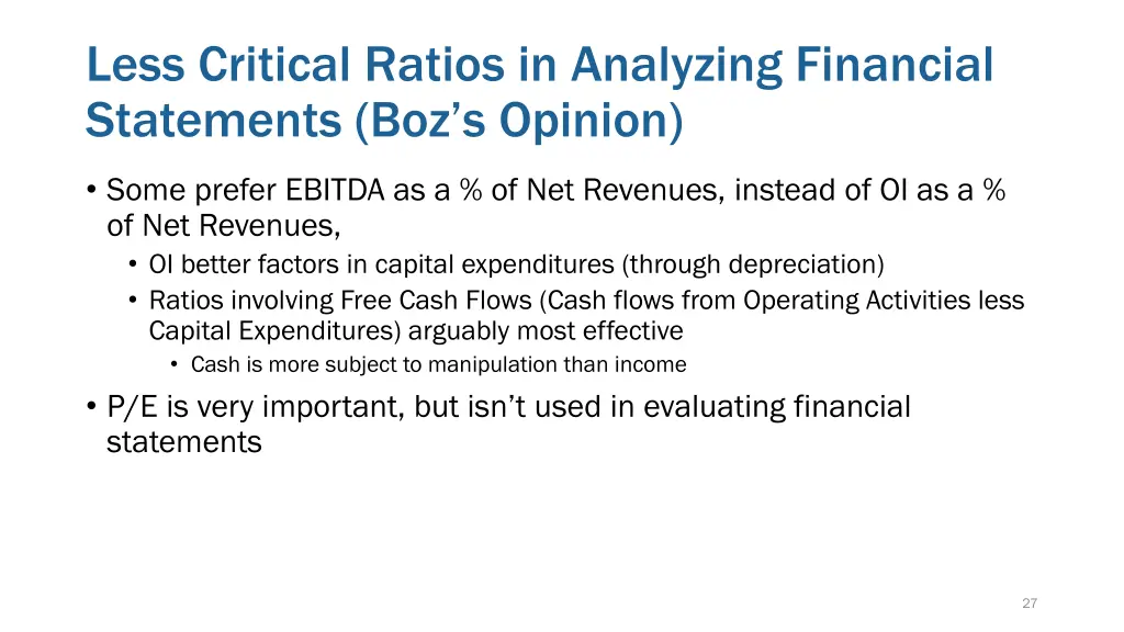 less critical ratios in analyzing financial 1