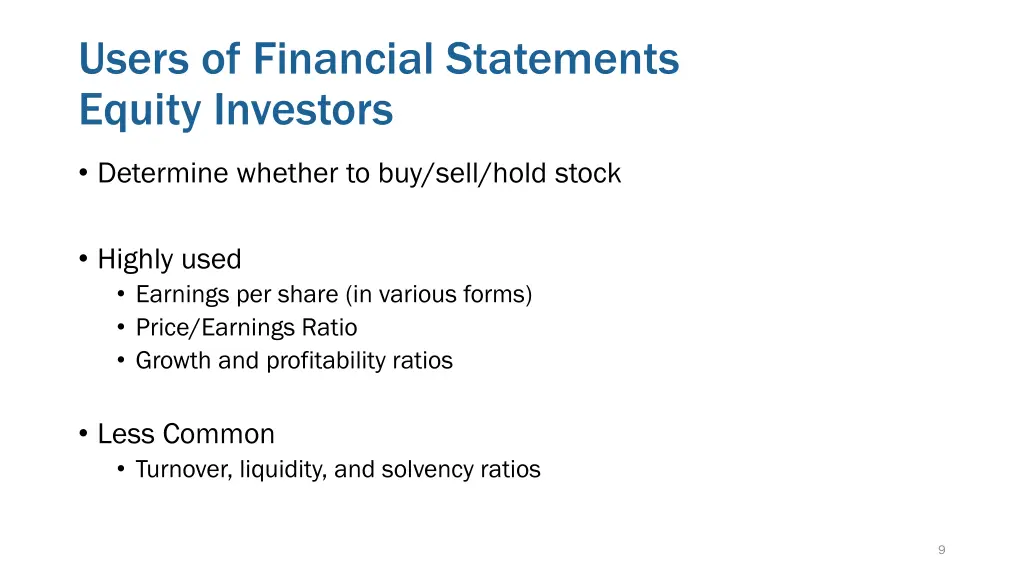 users of financial statements equity investors