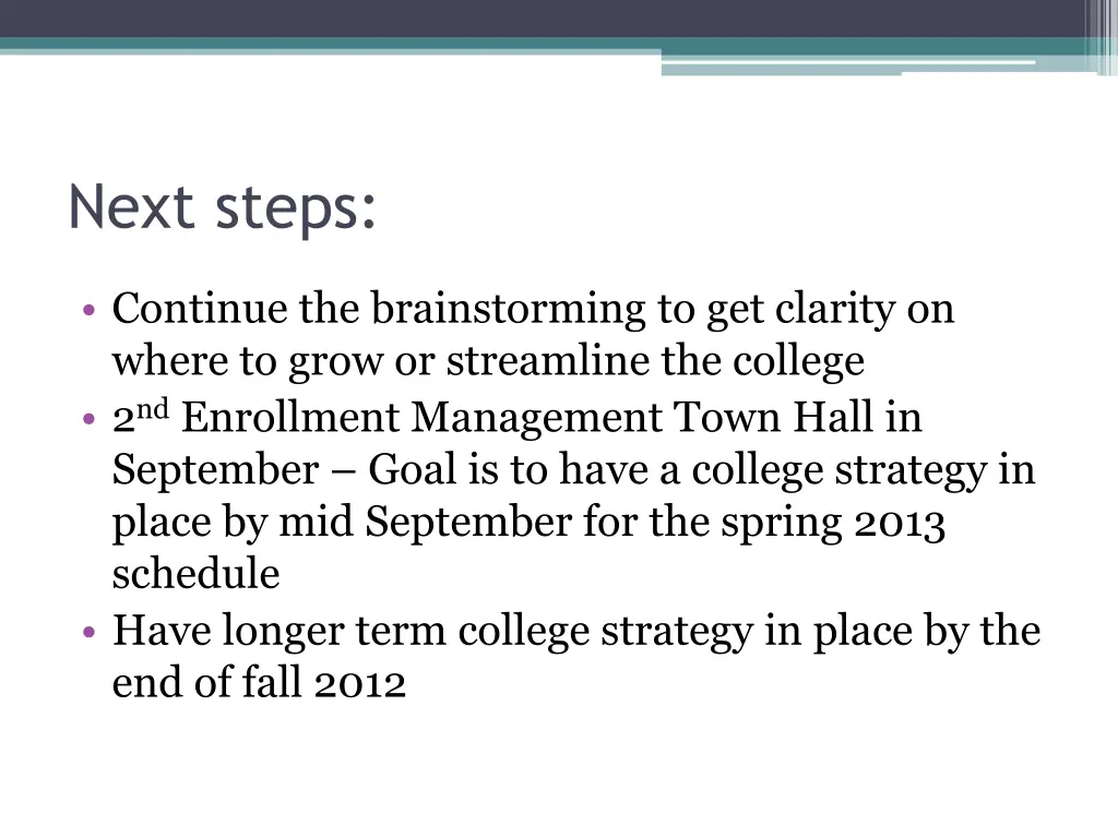 next steps