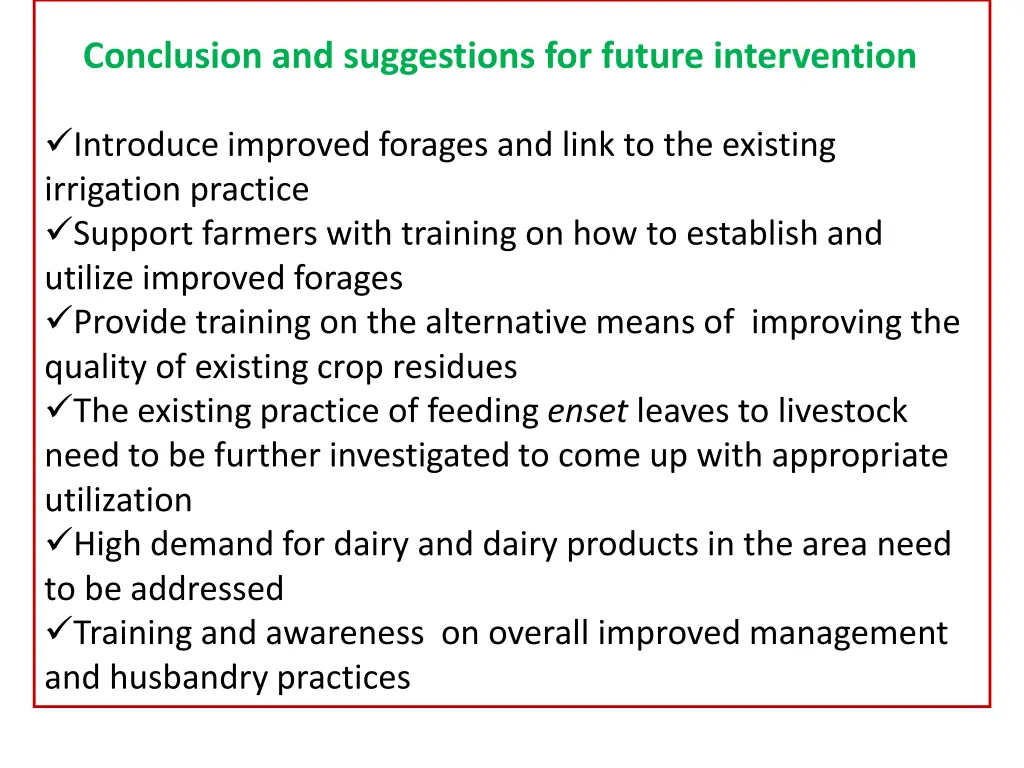 conclusion and suggestions for future intervention