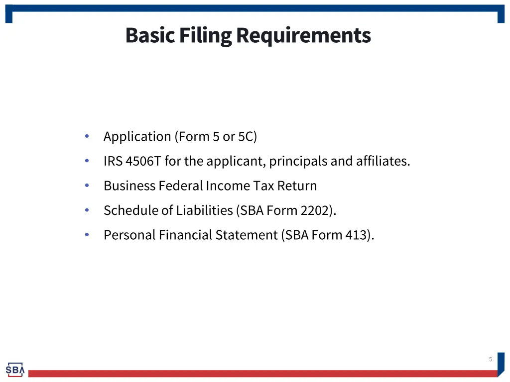 basic filing requirements