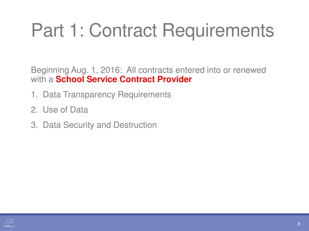part 1 contract requirements
