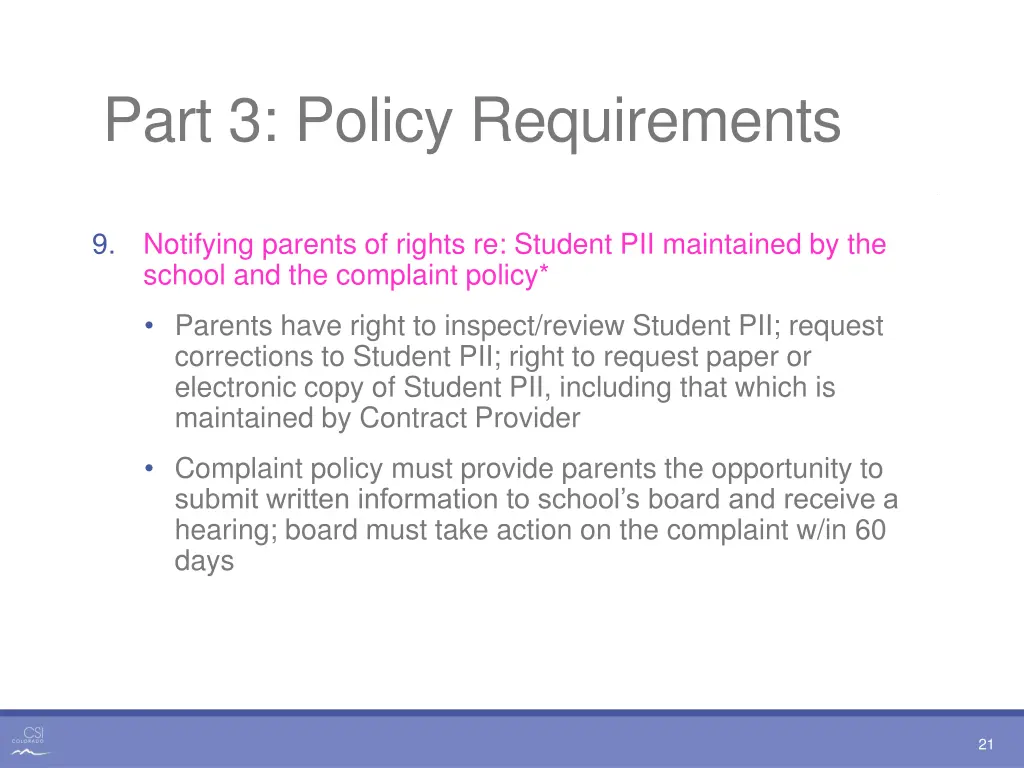 part 3 policy requirements 8